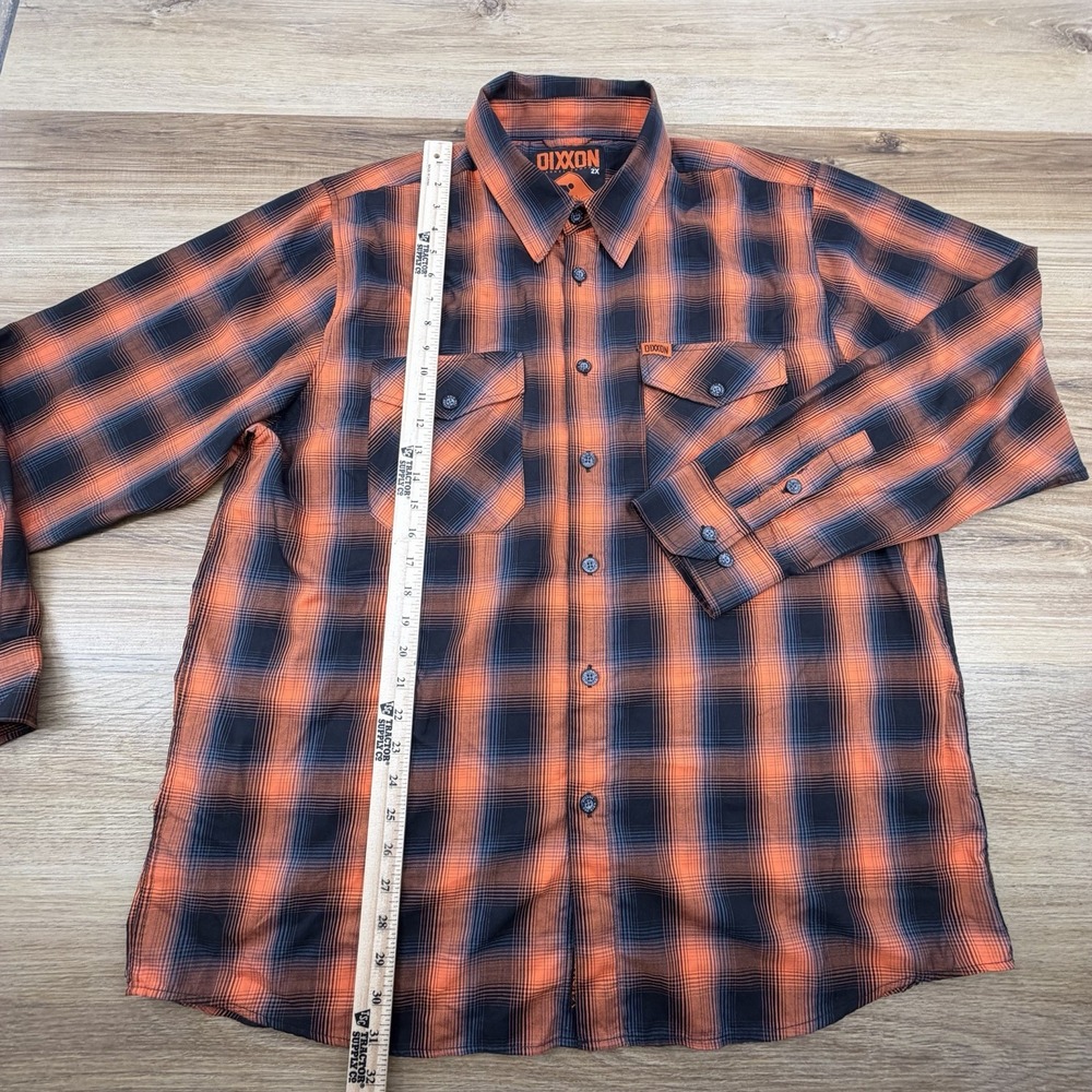 Dixxon Flannel The Sign Shirt Mens 2X Orange Plaid Long Sleeve Bamboo Button Up - Picture 6 of 7